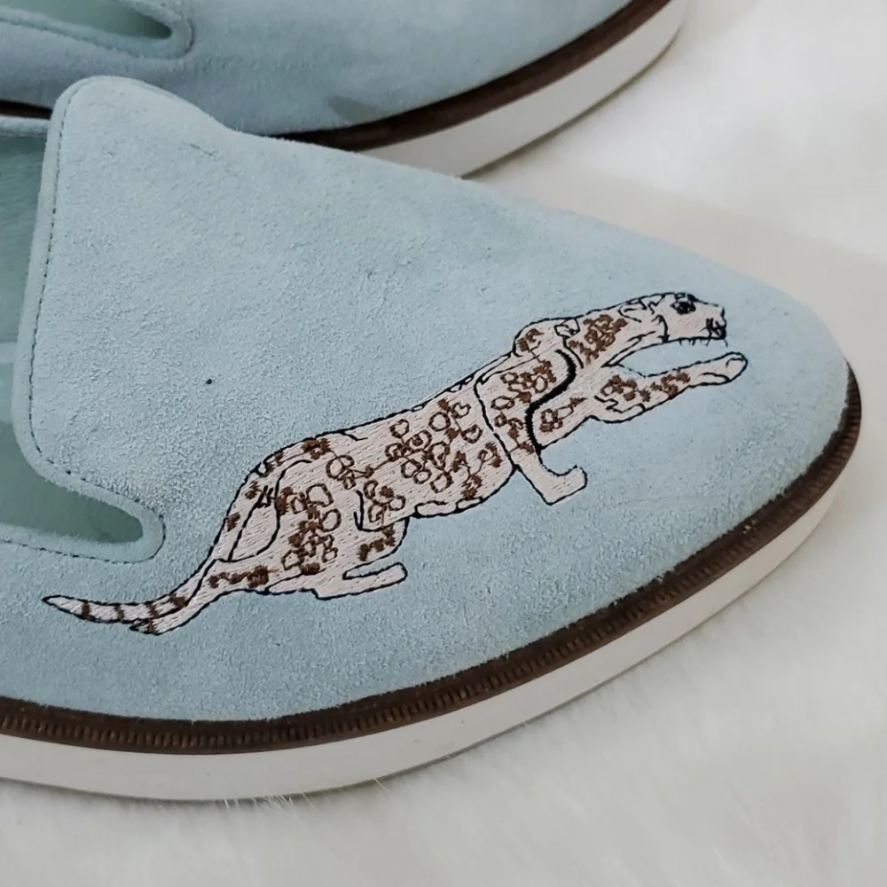 Australia Luxe Collective suede shoes  blue embroidered slip on women size 11